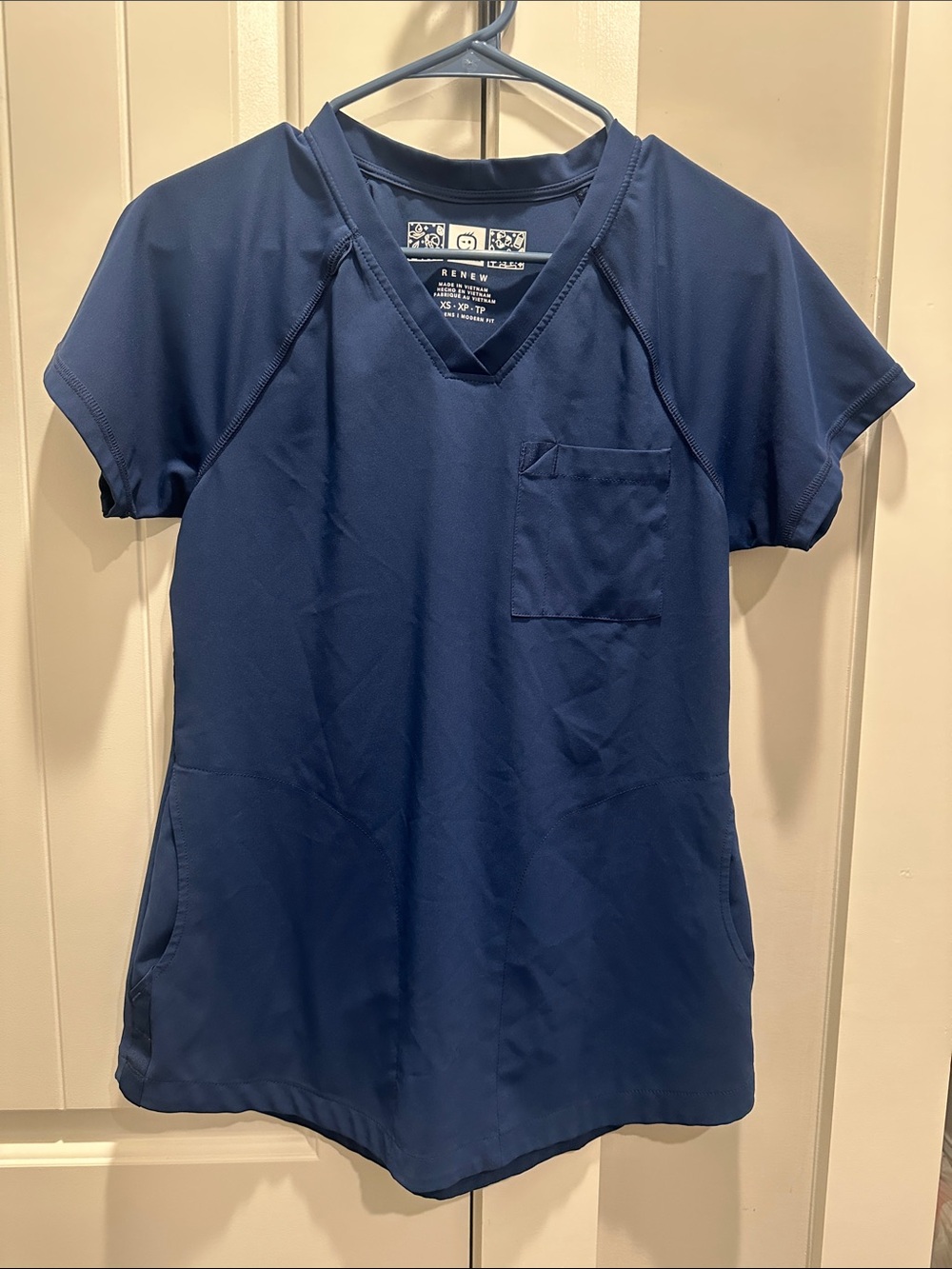 Navy V-neck Medical Scrub Top